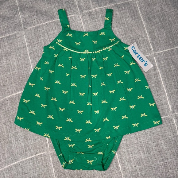 Carter's Other - Carter's 18 Months‎ Baby Butterfly Sunsuit Green Bodysuit Dress NEW